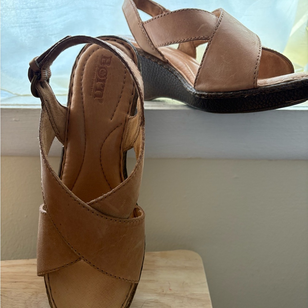 Born Tan Leather Mules